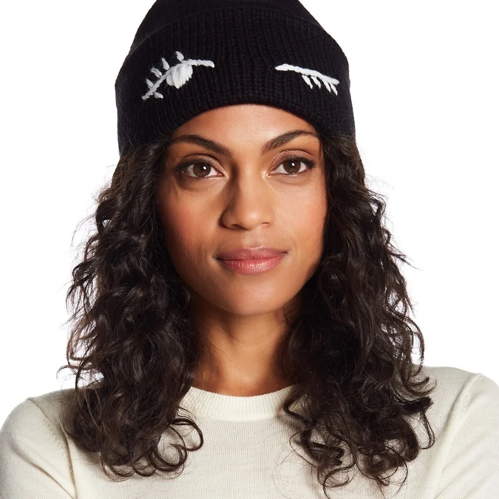 *KATE SPADE* Black x White Wink Winter Beanie